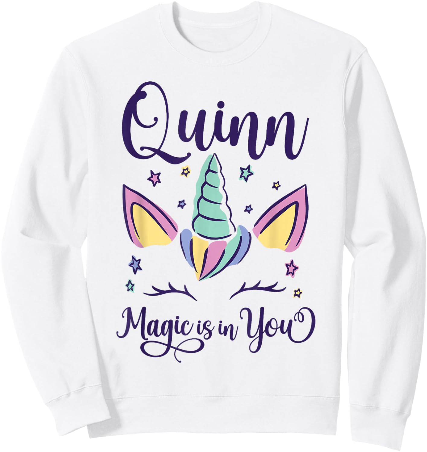 First Name Quinn Personalized I Love Quinn Sweatshirt - Sweatshirt | White