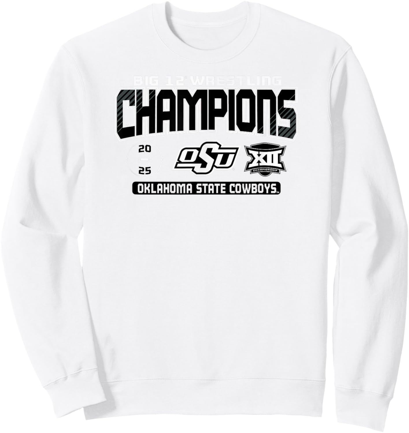 Oklahoma State Cowboys Wrestling Big 12 Champs 2025 Sweatshirt - Sweatshirt | White