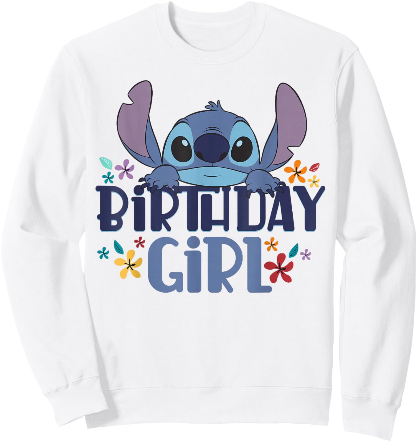 Disney Lilo & Stitch Birthday Girl Retro Floral Logo Sweatshirt - Sweatshirt | White