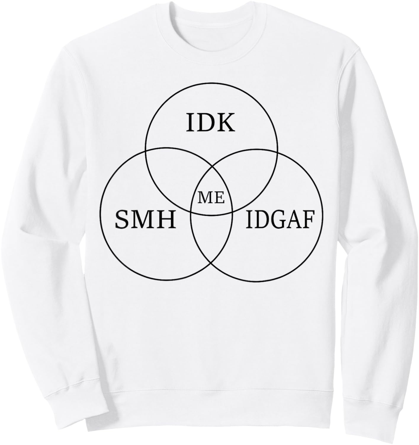 Venn Diagram IDGAF Funny Meme Science SciFi SMH IDK Sweatshirt - Sweatshirt | White