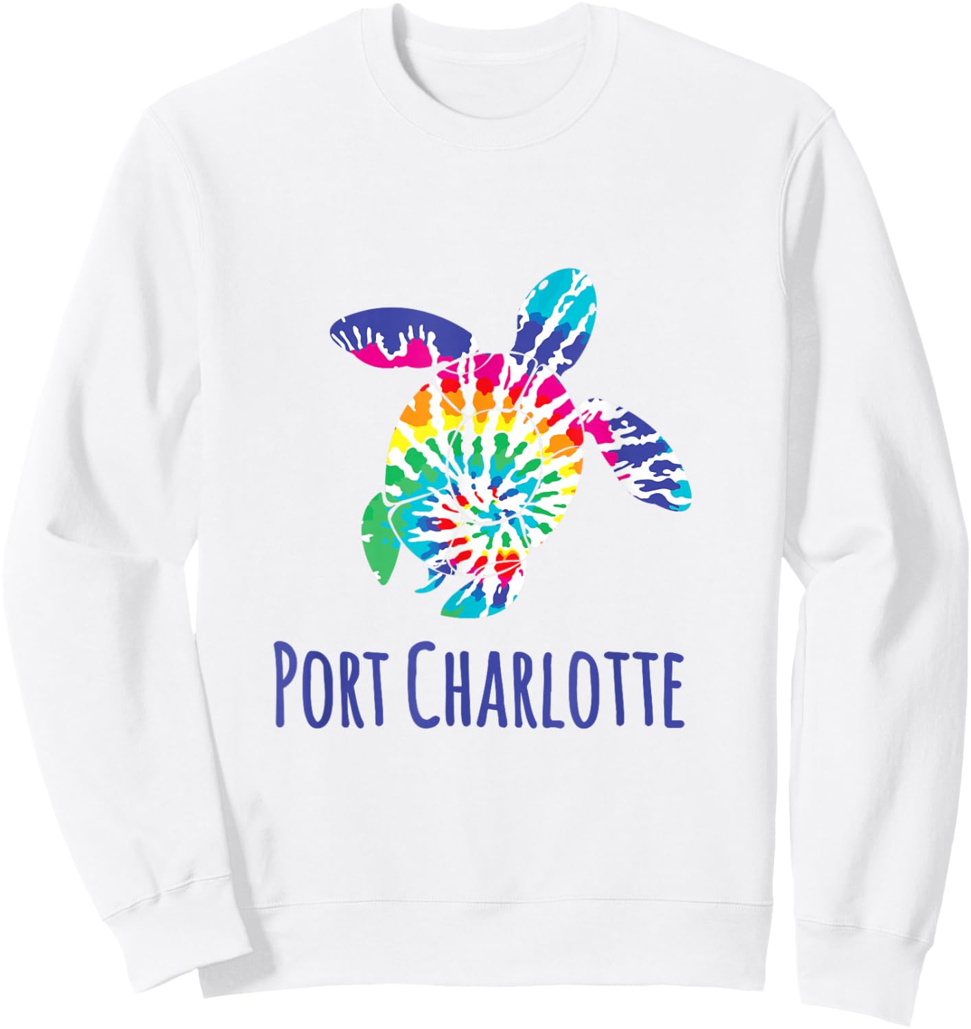 Port Charlotte Beach Florida Tie Dye Batik Loggerhead Turtle Sweatshirt - Sweatshirt | White