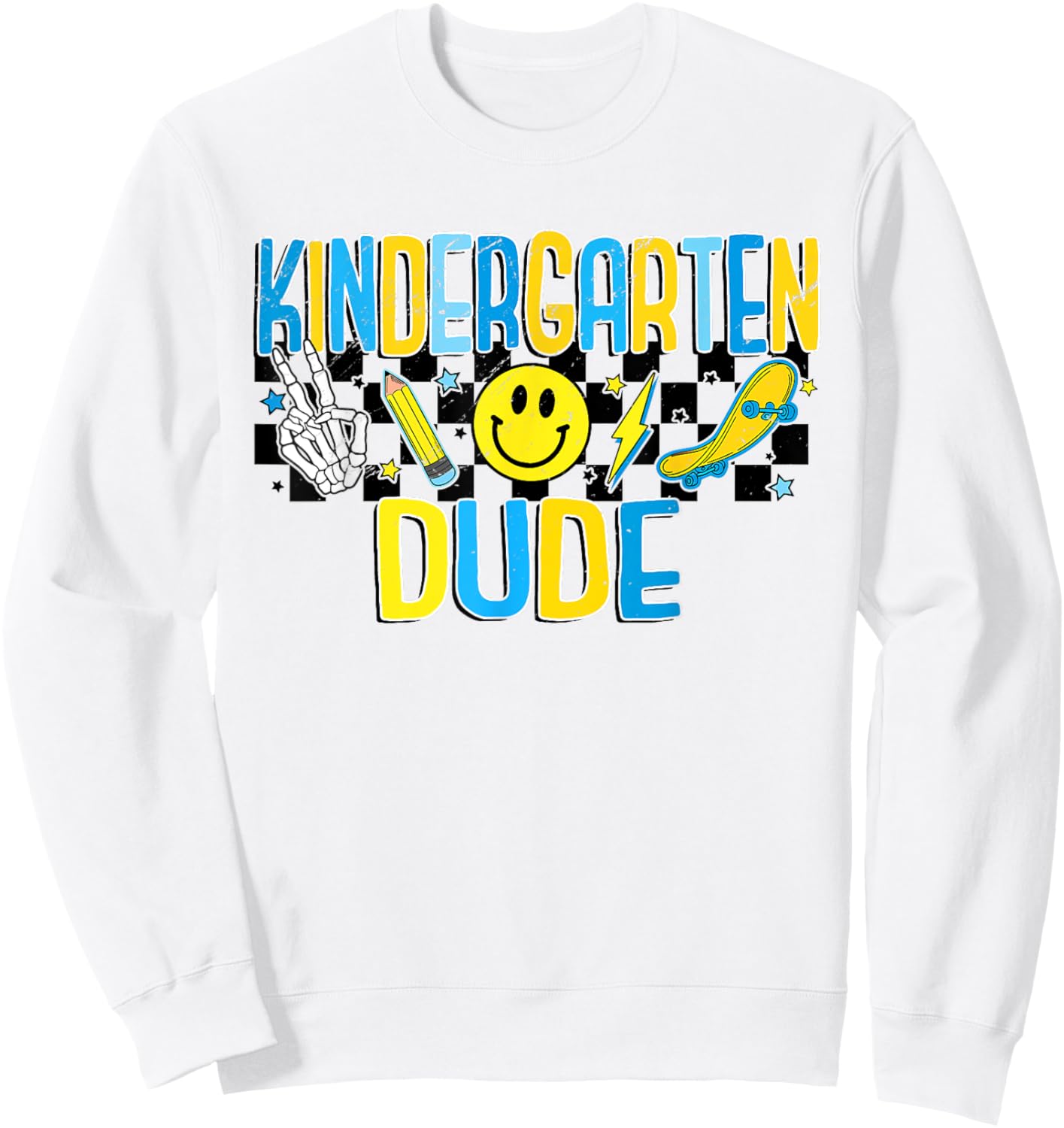 Retro Kindergarten DUDE Boys Roller Skate Toddler Kids Sweatshirt - Sweatshirt | White