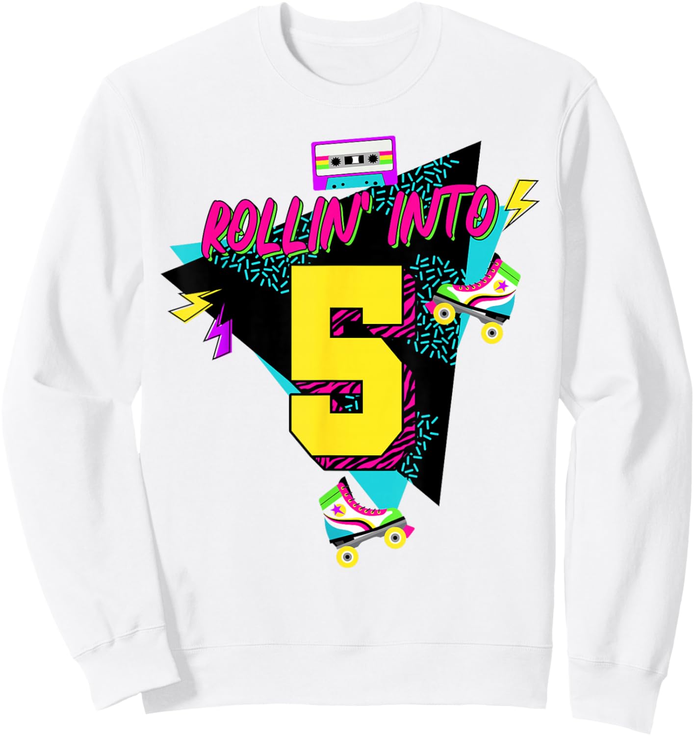 Rolling Into 5 Years Old Roller Skating Girl 5th Birthday Sweatshirt - Sweatshirt | White