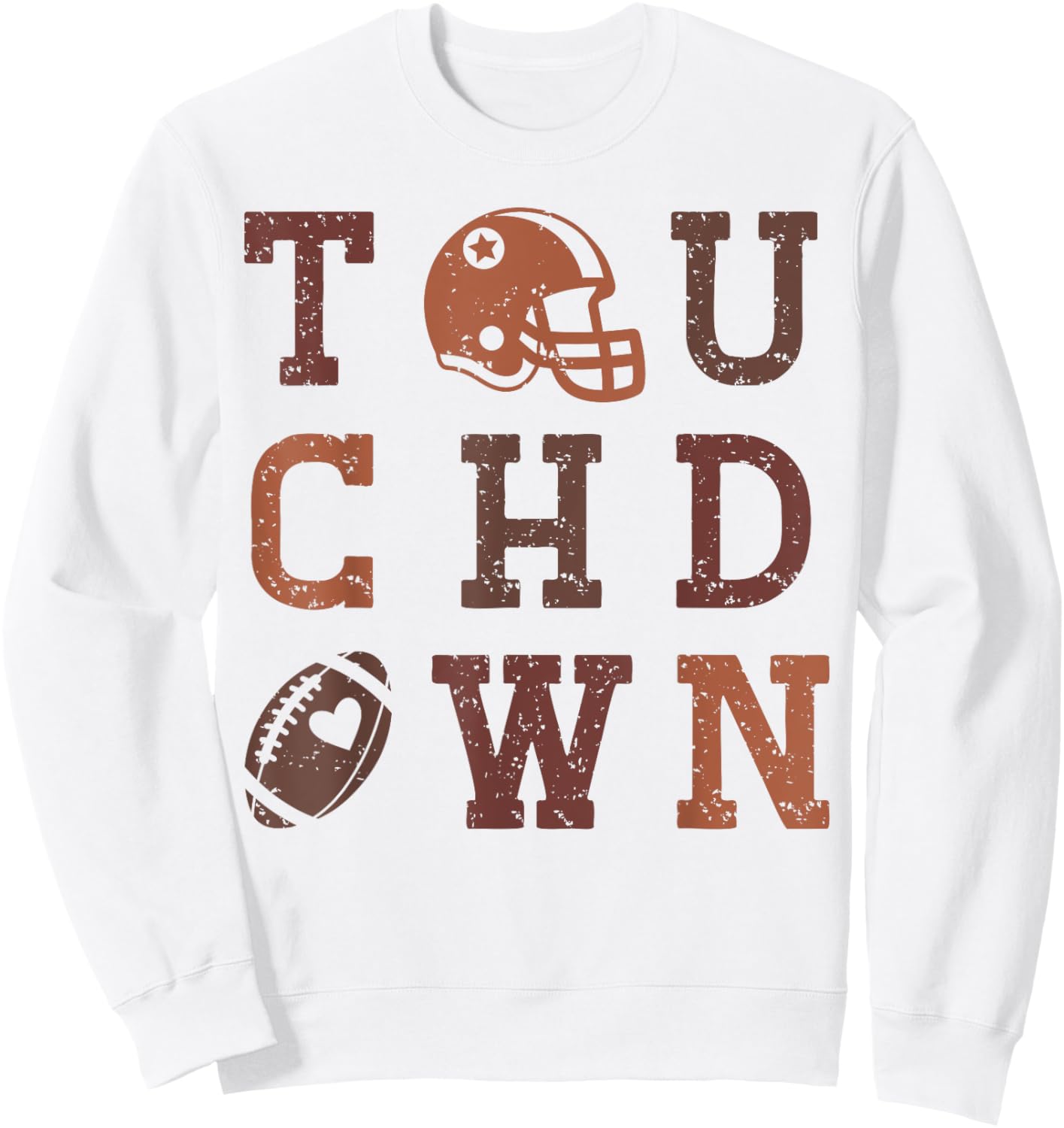 Football American Touchdown Distressed Vintage Fans Sweatshirt - Sweatshirt | White