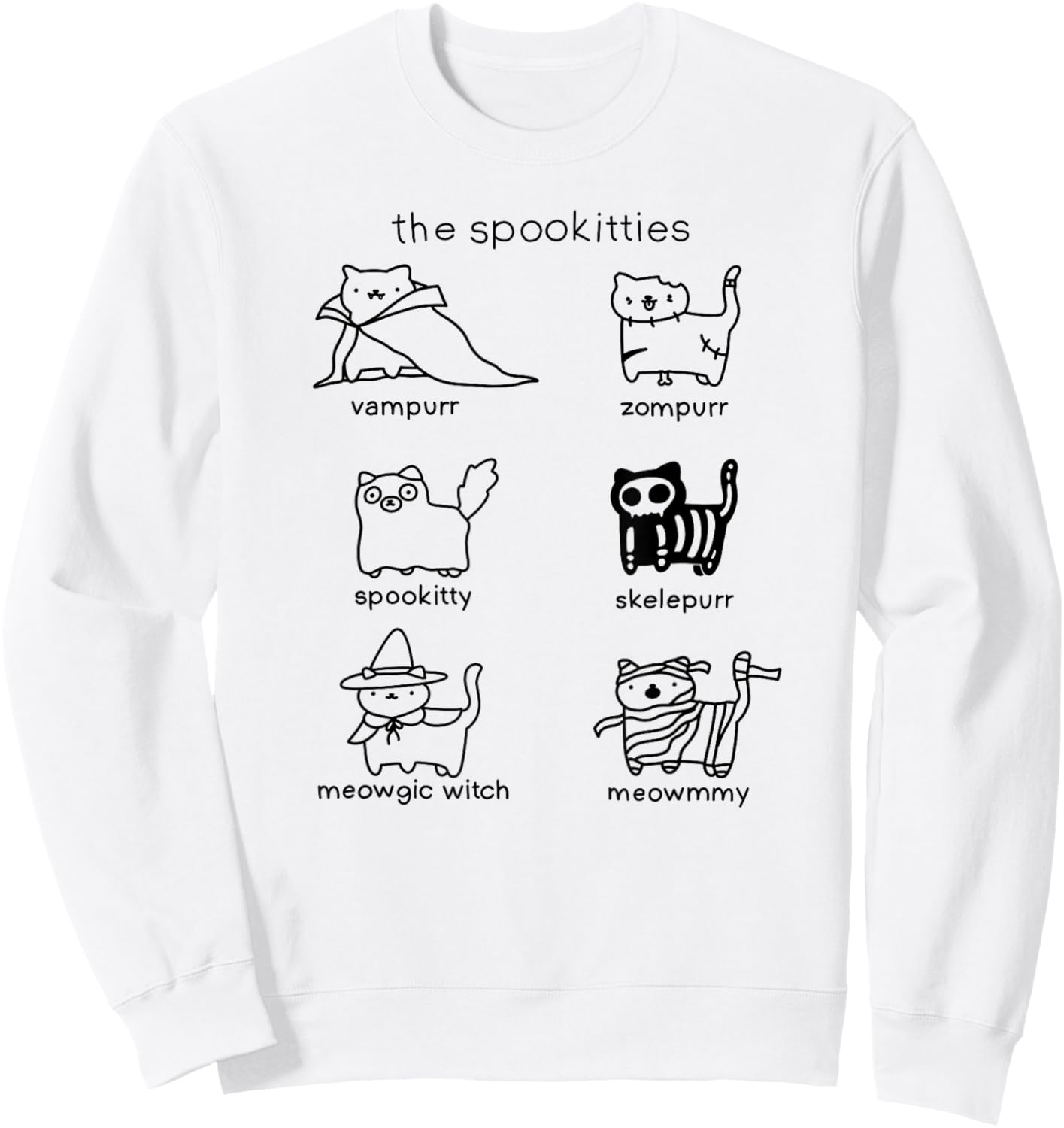 Threadless Poorly Drawn Cats The Spookitties Graphic Sweatshirt - Sweatshirt | White