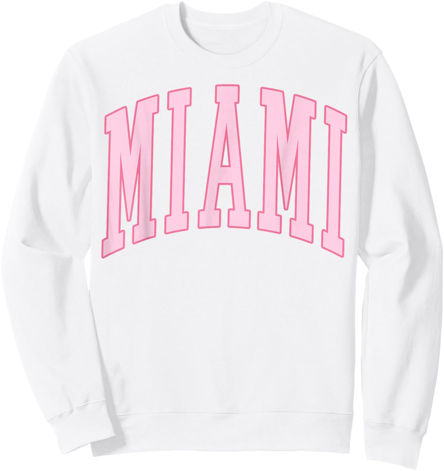 Miami Vintage Preppy Varsity Pink Sports Sweatshirt - Sweatshirt | White