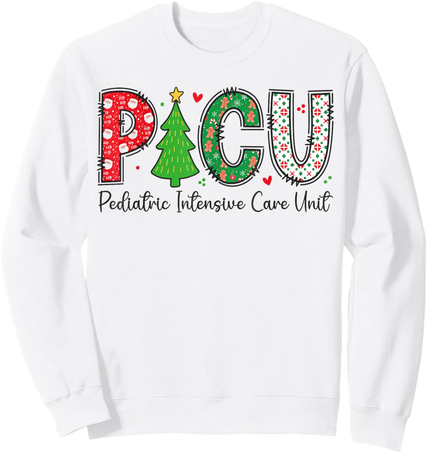 Christmas PICU Nurse - Xmas Pediatric ICU Nurse Appreciation Sweatshirt - Sweatshirt | White