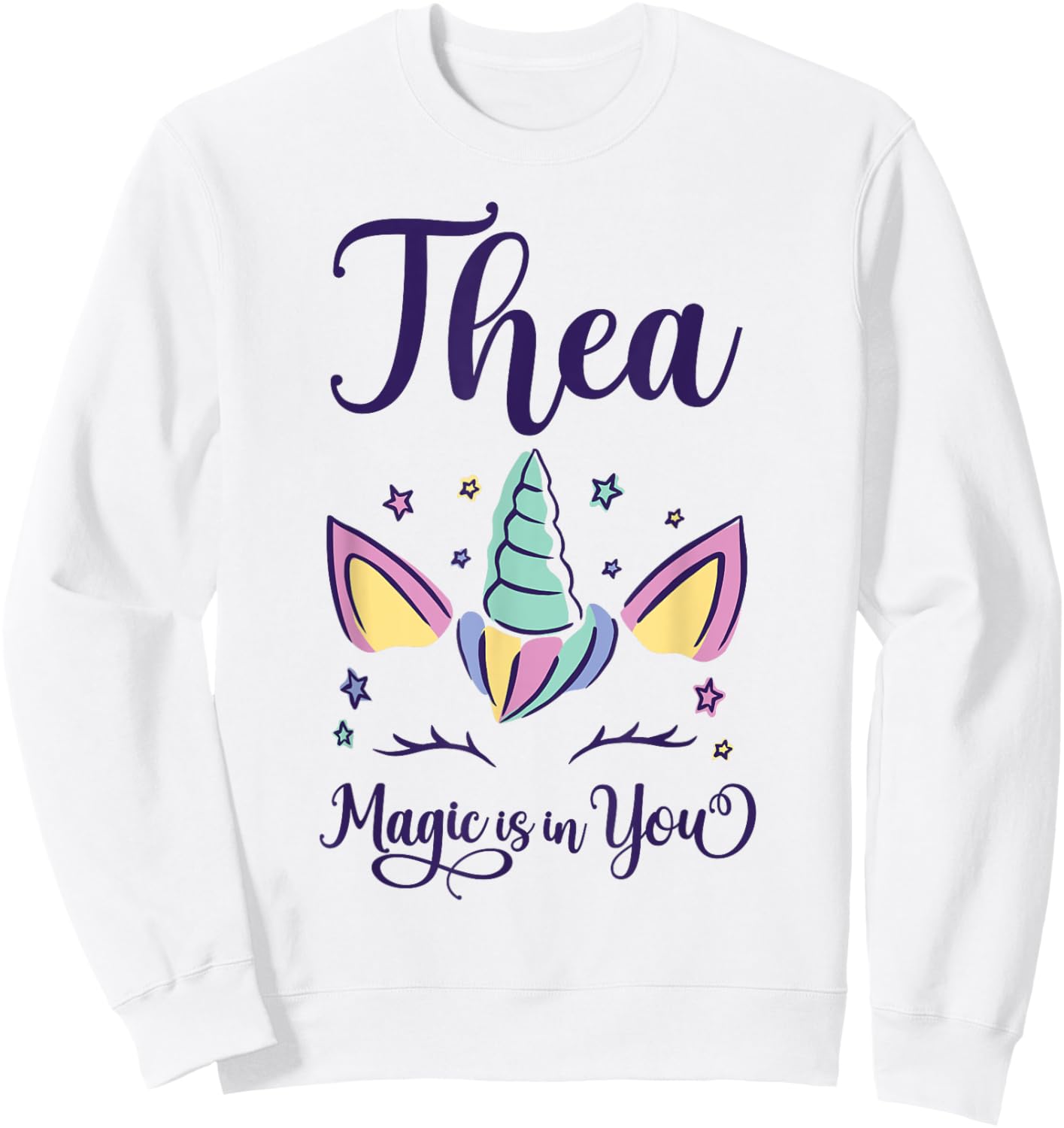 First Name Thea Personalized I Love Thea Sweatshirt - Sweatshirt | White