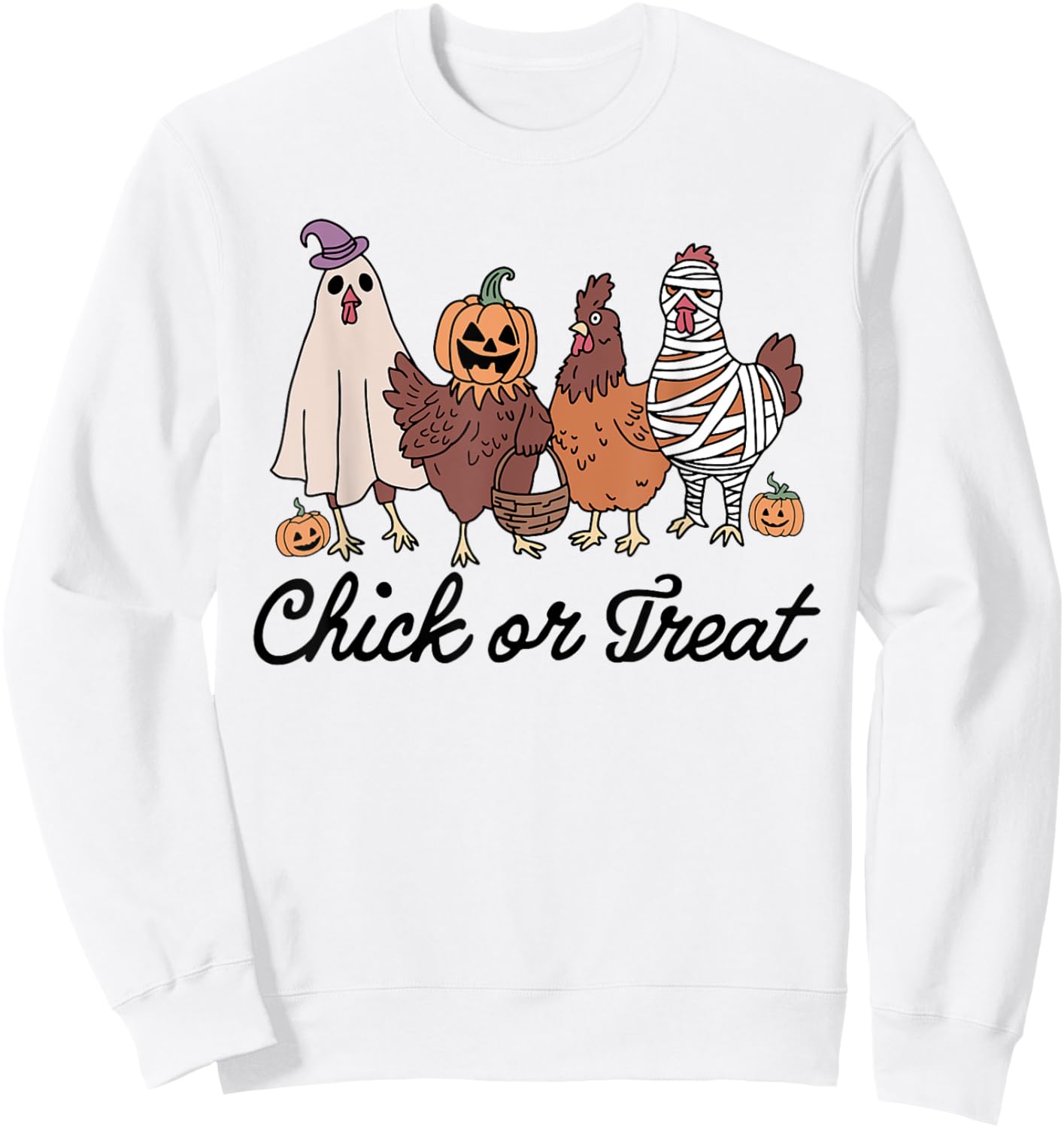 Chick Or Treat Halloween Witch Spooky Chicken Sweatshirt - Sweatshirt | White