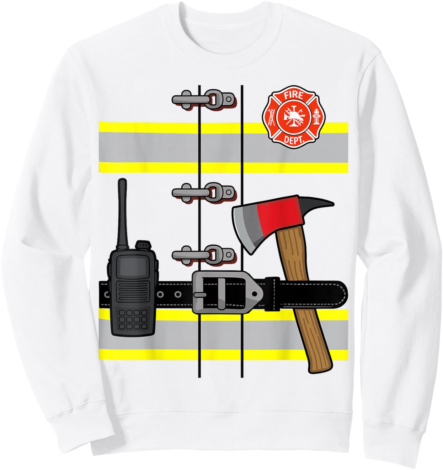 Firefighter Uniform Costume Halloween Fireman Sweatshirt - Sweatshirt | White