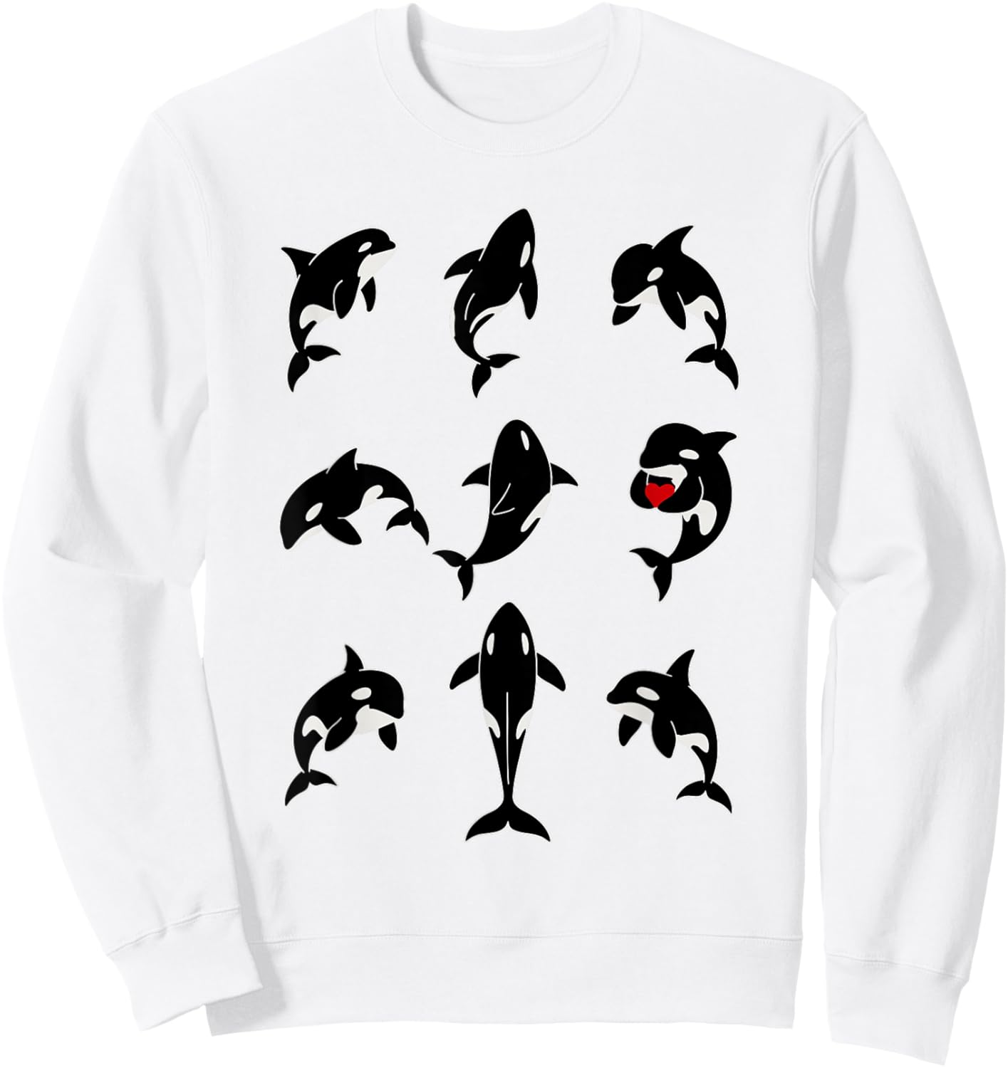 Minimalist Orca Line Drawing Men Women Kids Novelty Orca Sweatshirt - Sweatshirt | White
