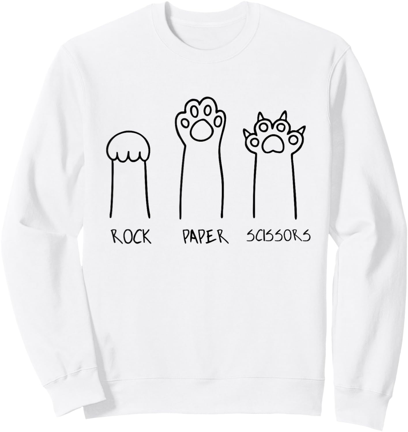 Rock Paper Scissors Hand Game Cute Paw Funny Cat Introvert Sweatshirt - Sweatshirt | White