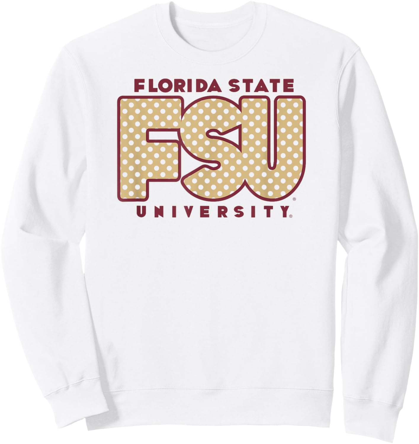 Florida State Seminoles Polka Dots White Officially Licensed Sweatshirt - Sweatshirt | White