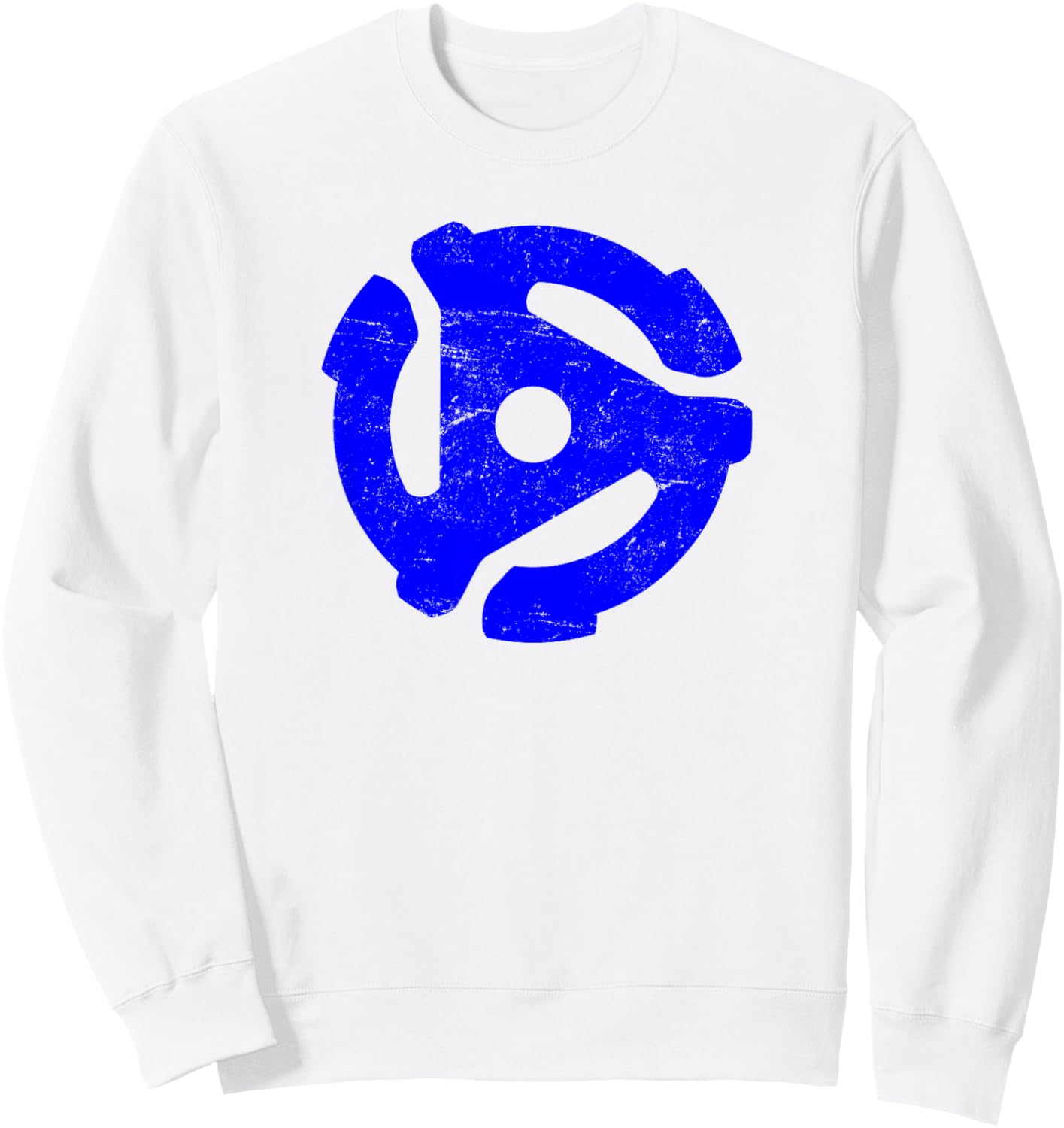 Vinyl Record 45 RPM Adapter Distressed Retro DJ Sweatshirt - Sweatshirt | White