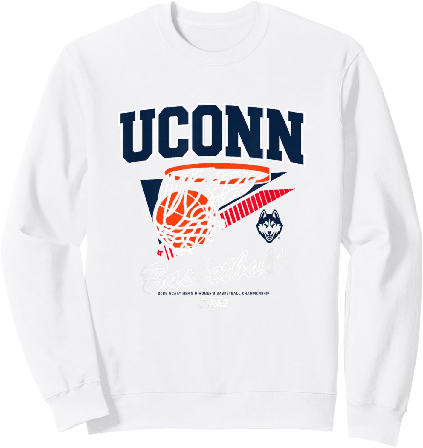 UConn Huskies Basketball 2025 March Madness Basketball NCAA Sweatshirt - Sweatshirt | White