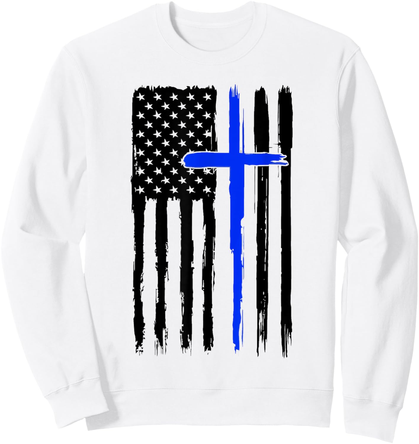 Thin Blue Crossed Line Jesus Christian Police Officer Cop Sweatshirt - Sweatshirt | White