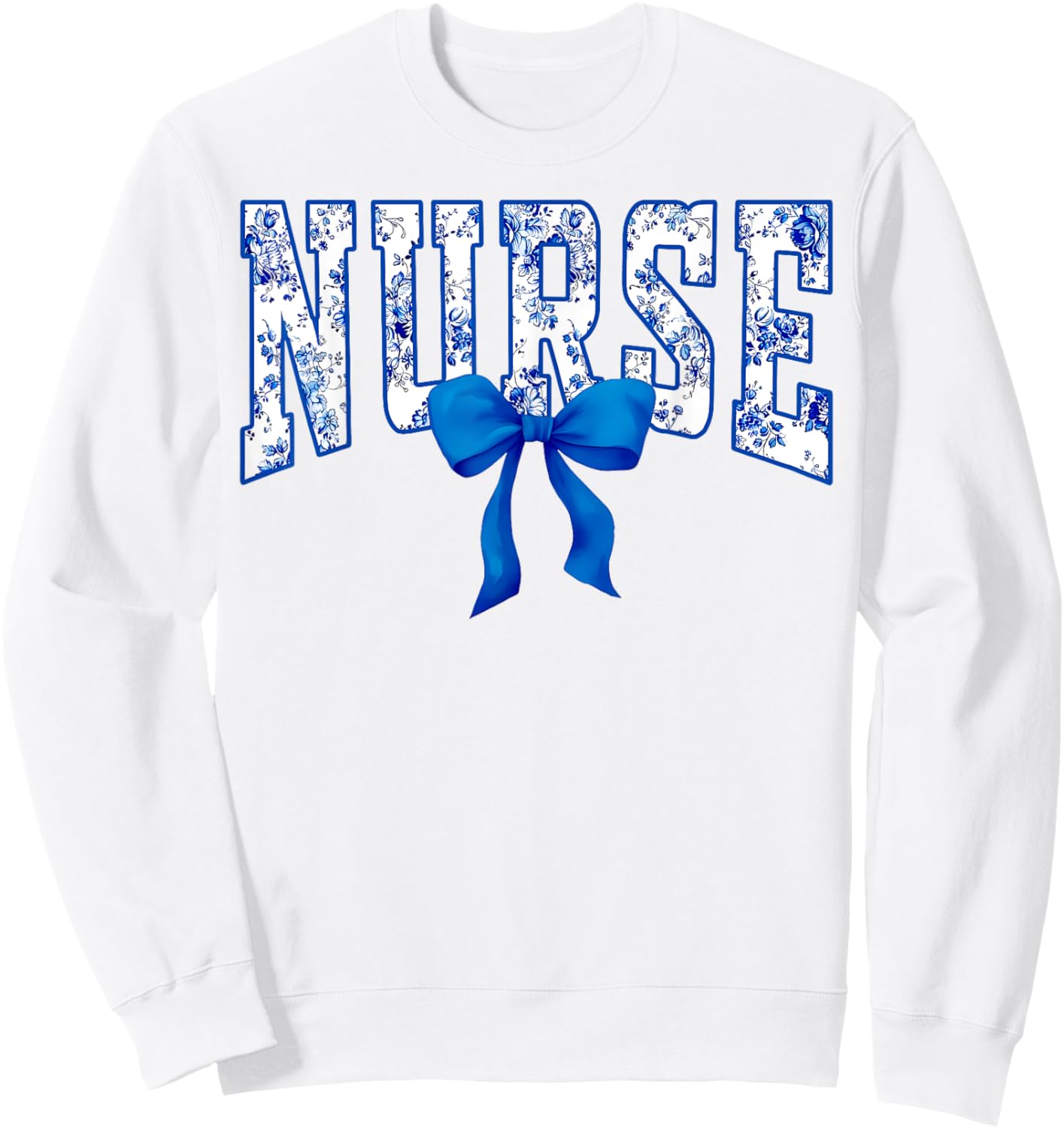 Toile De Jouy Nurse Coquette Bow Nurse Floral Sweatshirt - Sweatshirt | White