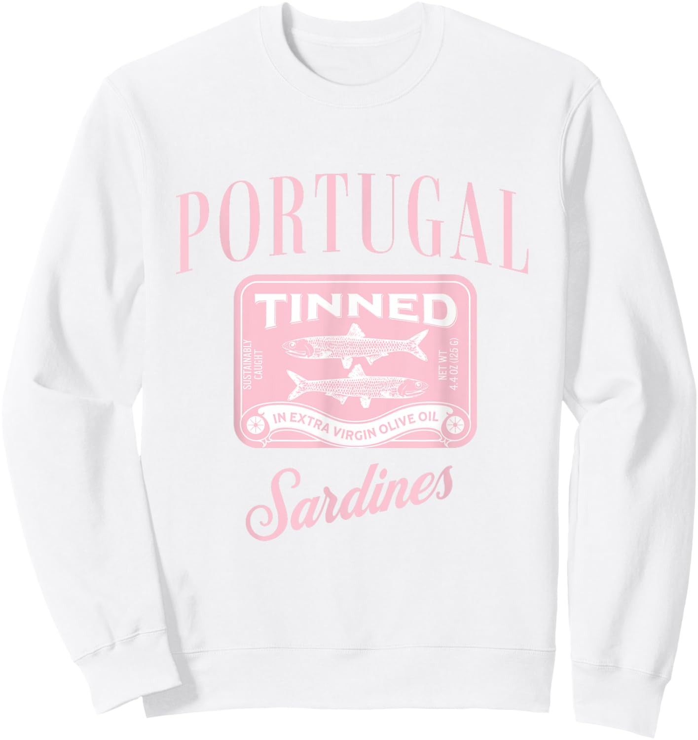 Tin Fish Sardines - Women's Classic Fit White Short Sleeve Letter Print Portugal Sardines Summer Sweatshirt - Sweatshirt | White