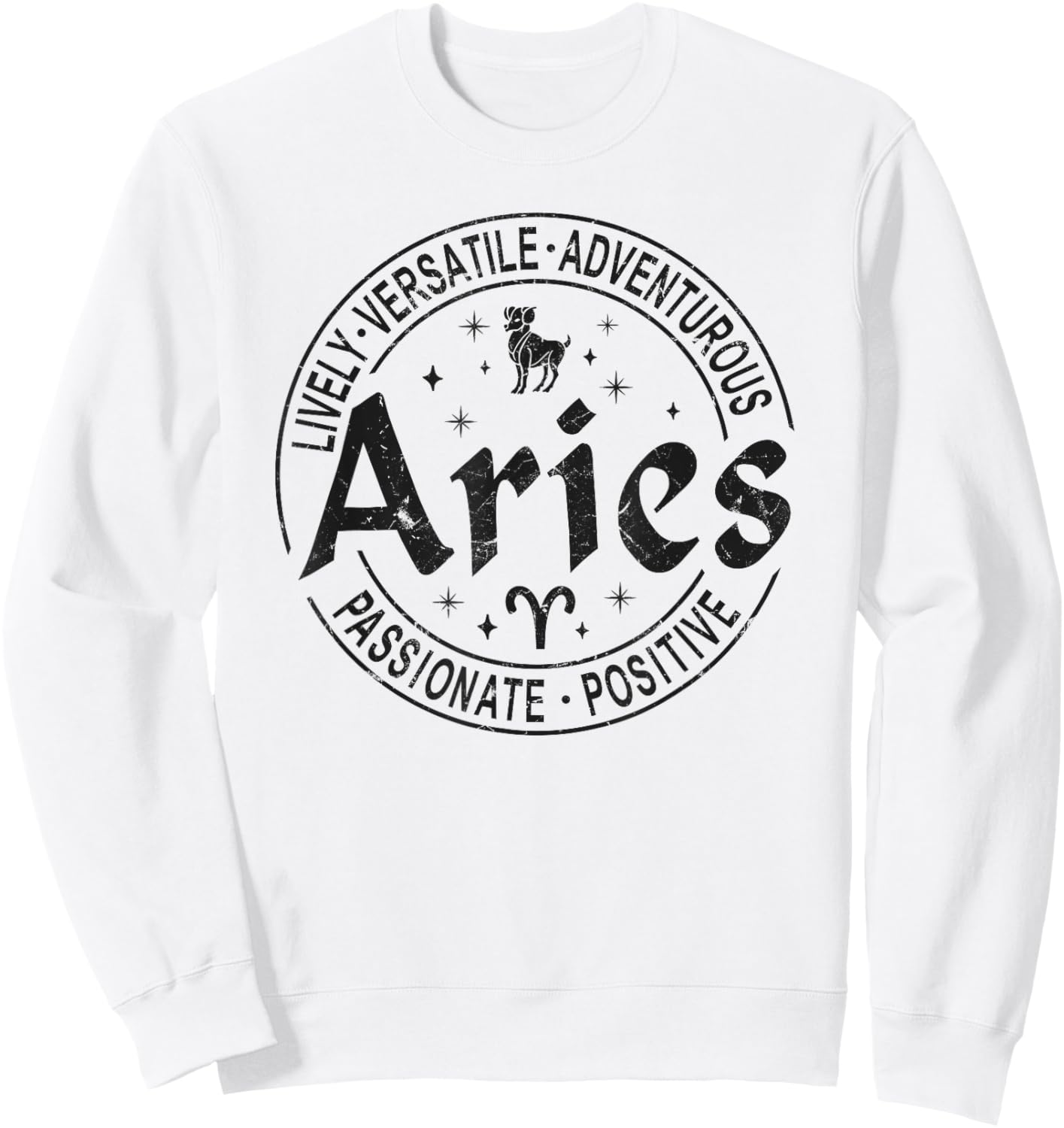 Aries Virtues Vintage Style Zodiac Design, Aries Sweatshirt - Sweatshirt | White