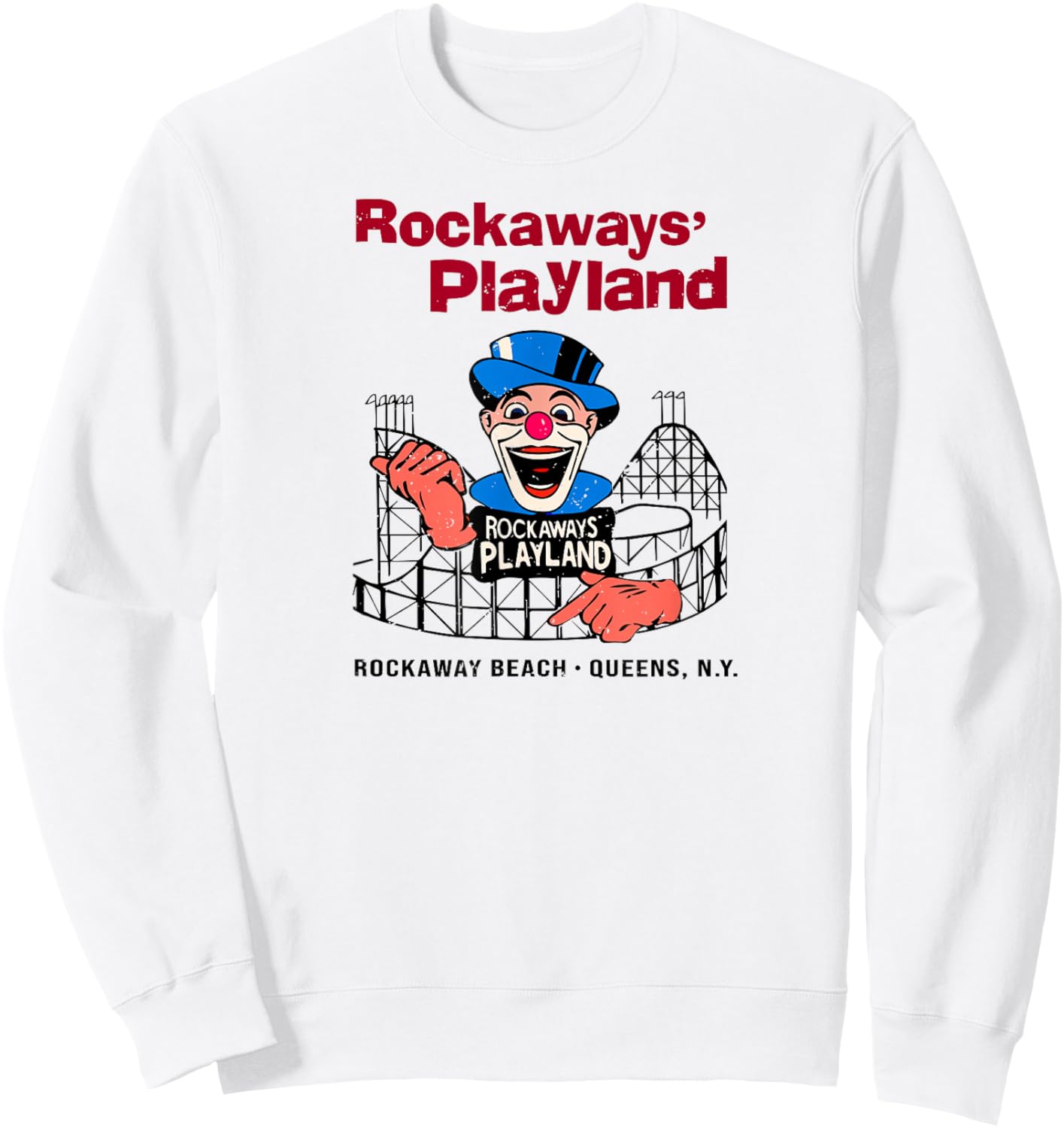 Rockaway's Playland Queens NY Classic Theme Park Clown Sweatshirt - Sweatshirt | White