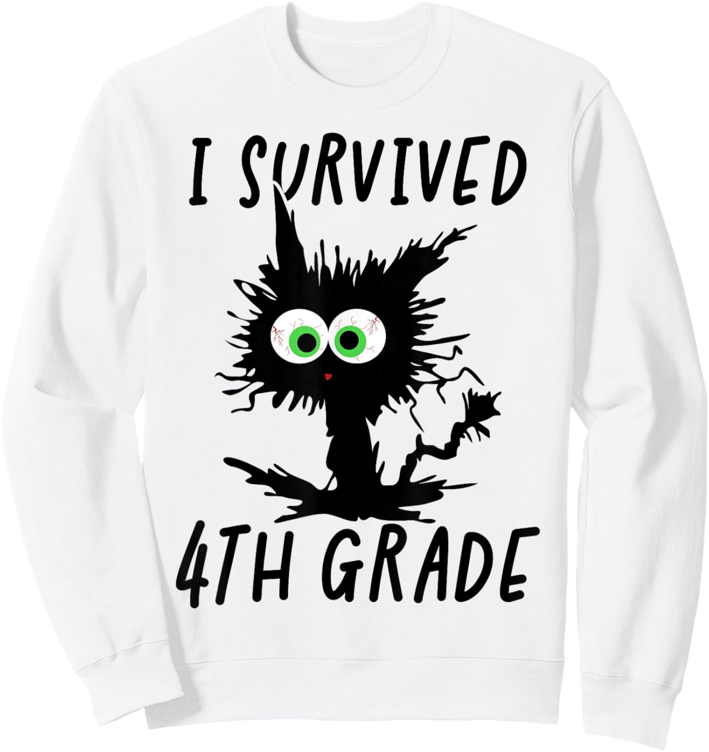 I Survived Fourth Grade Cat Sweatshirt - Sweatshirt | White