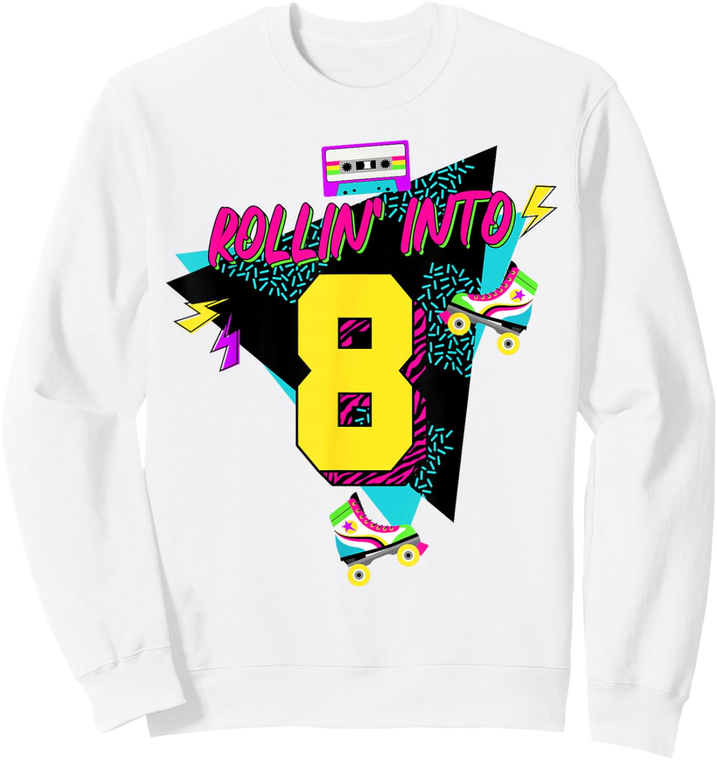 Rolling Into 8 Years Old Roller Skating Girl 8th Birthday Sweatshirt - Sweatshirt | White