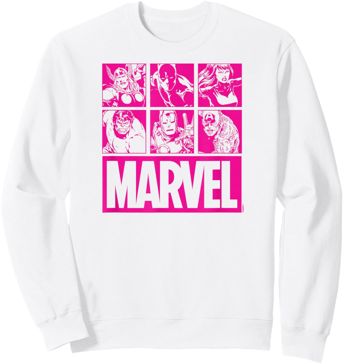 Marvel - Pink Character Grid Valentine's Day Sweatshirt - Sweatshirt | White