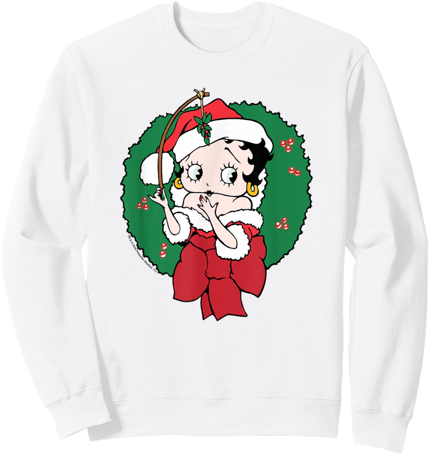 Betty Boop Christmas Wreath Sweatshirt - Sweatshirt | White