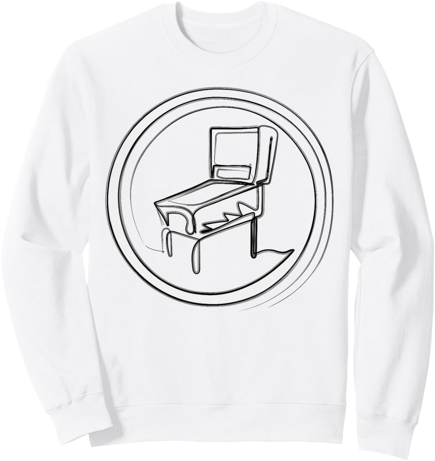 Pinball Machine Badge Minimalist One Line Drawing Sweatshirt - Sweatshirt | White