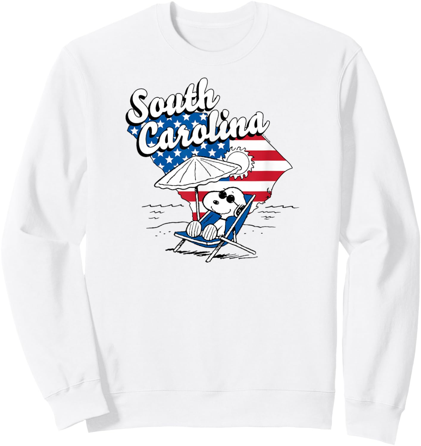Peanuts - Snoopy Beach Umbrella South Carolina USA Flag Fill Sweatshirt - Sweatshirt | White