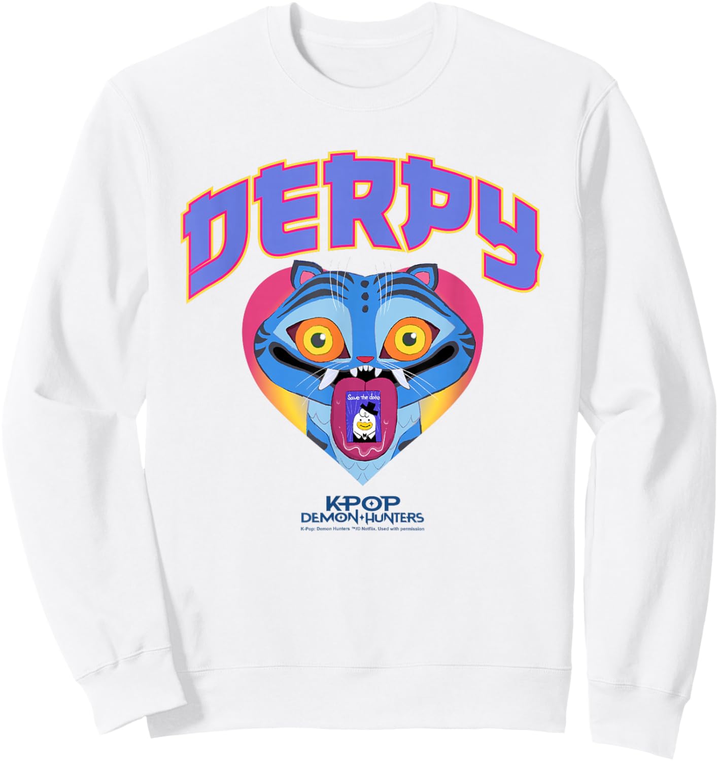 KPop Demon Hunters Derpy Collegic Offiziell lizenziert Sweatshirt - Sweatshirt | White