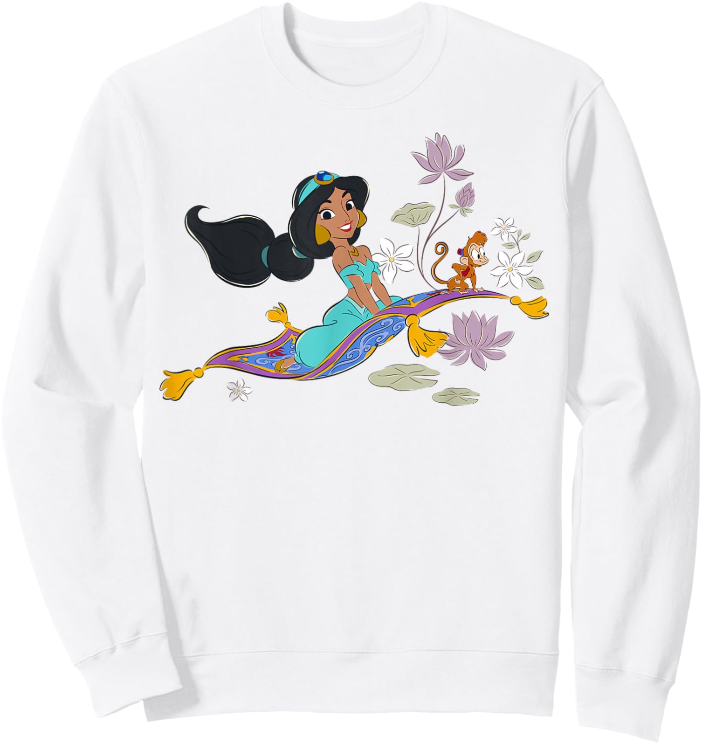 Disney Aladdin Jasmine and Abu Magic Carpet Ride Drawing Sweatshirt - Sweatshirt | White