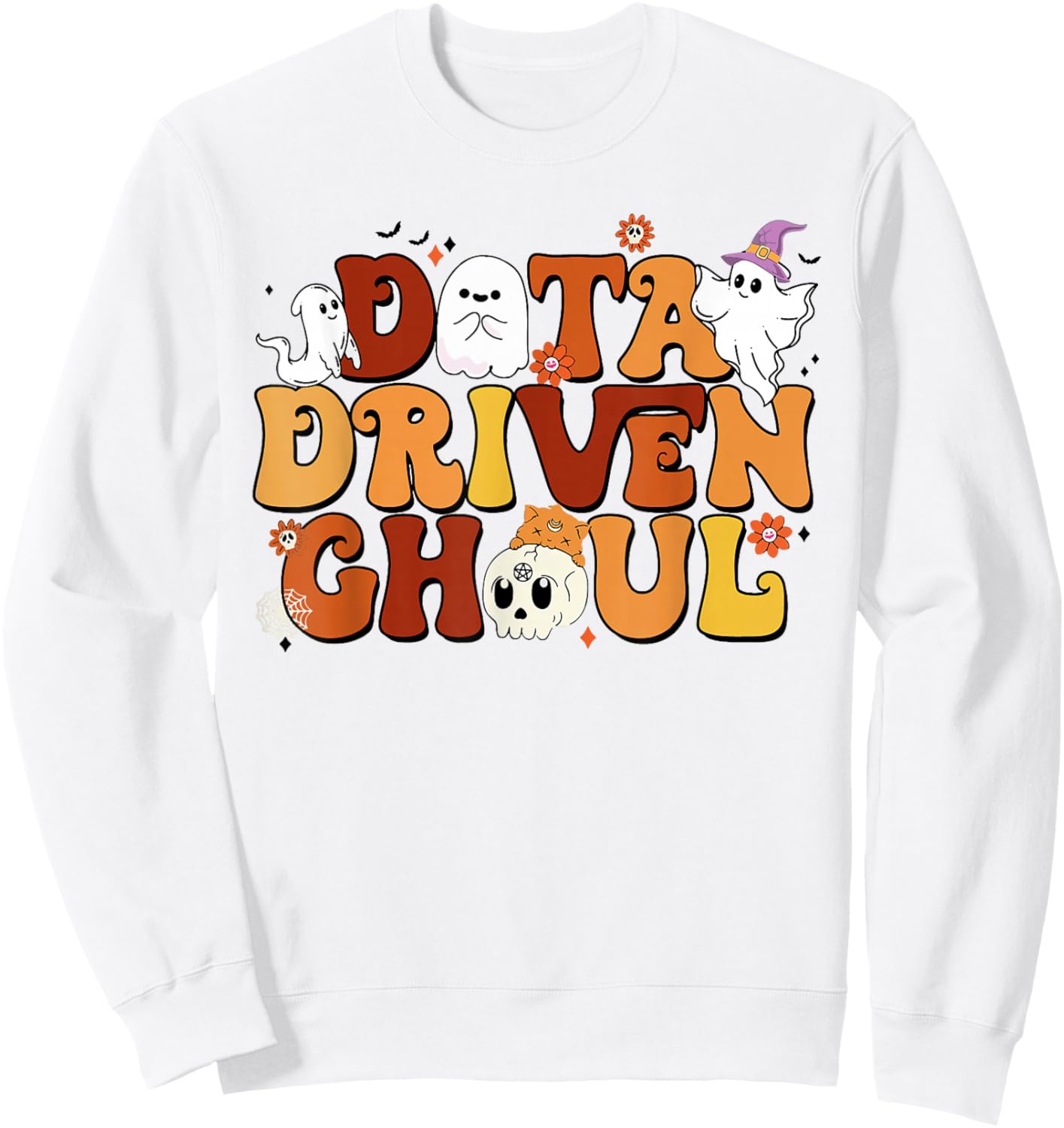 Data Driven Ghoul Funny Halloween Sweatshirt - Sweatshirt | White