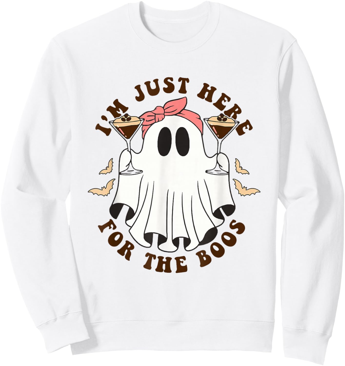 I'm Just Here for The Boos Halloween Espresso Martini Ghost Sweatshirt - Sweatshirt | White