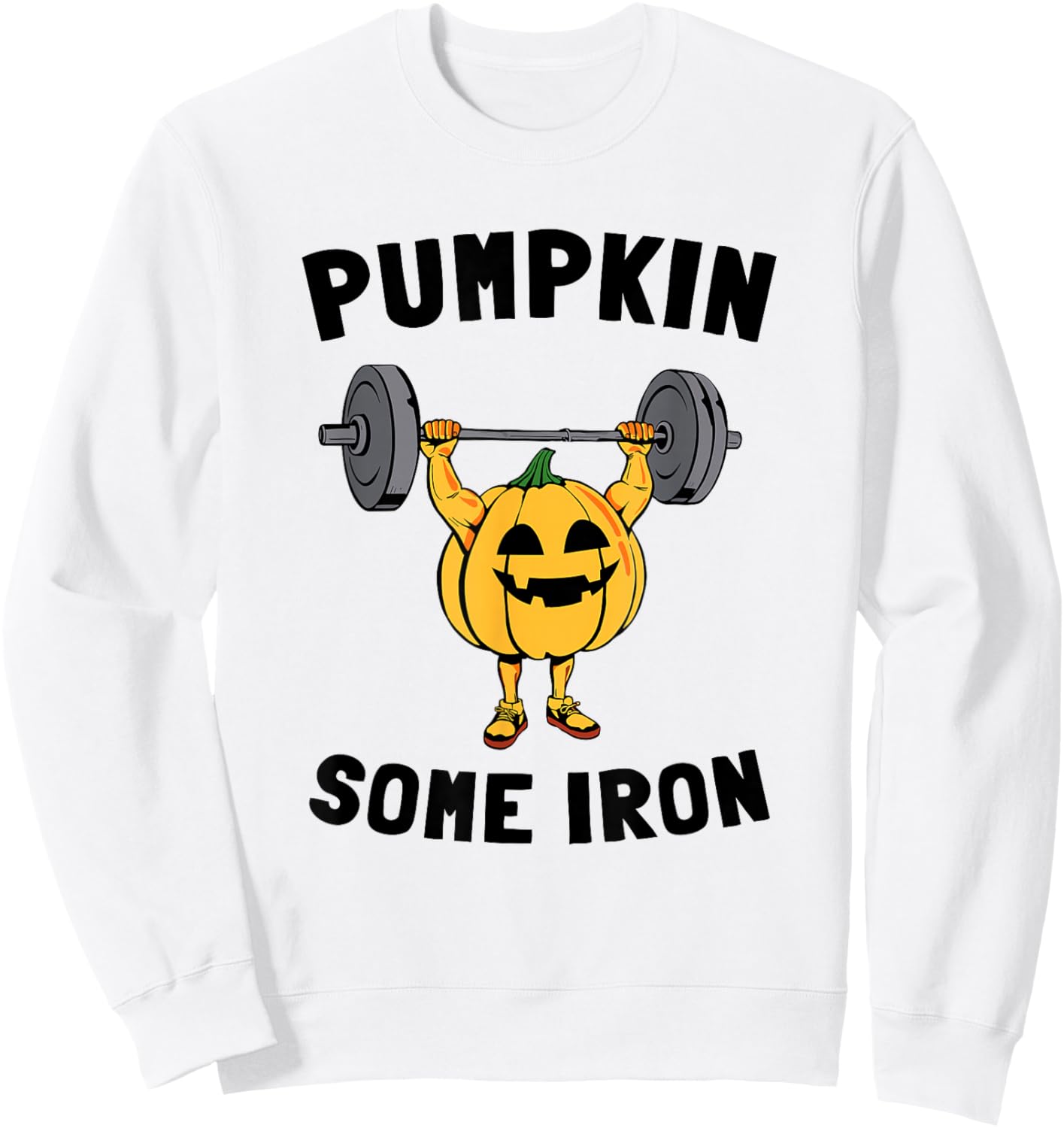 Pumpkin Some Iron Funny Halloween Gym Workout Lifting Sweatshirt - Sweatshirt | White