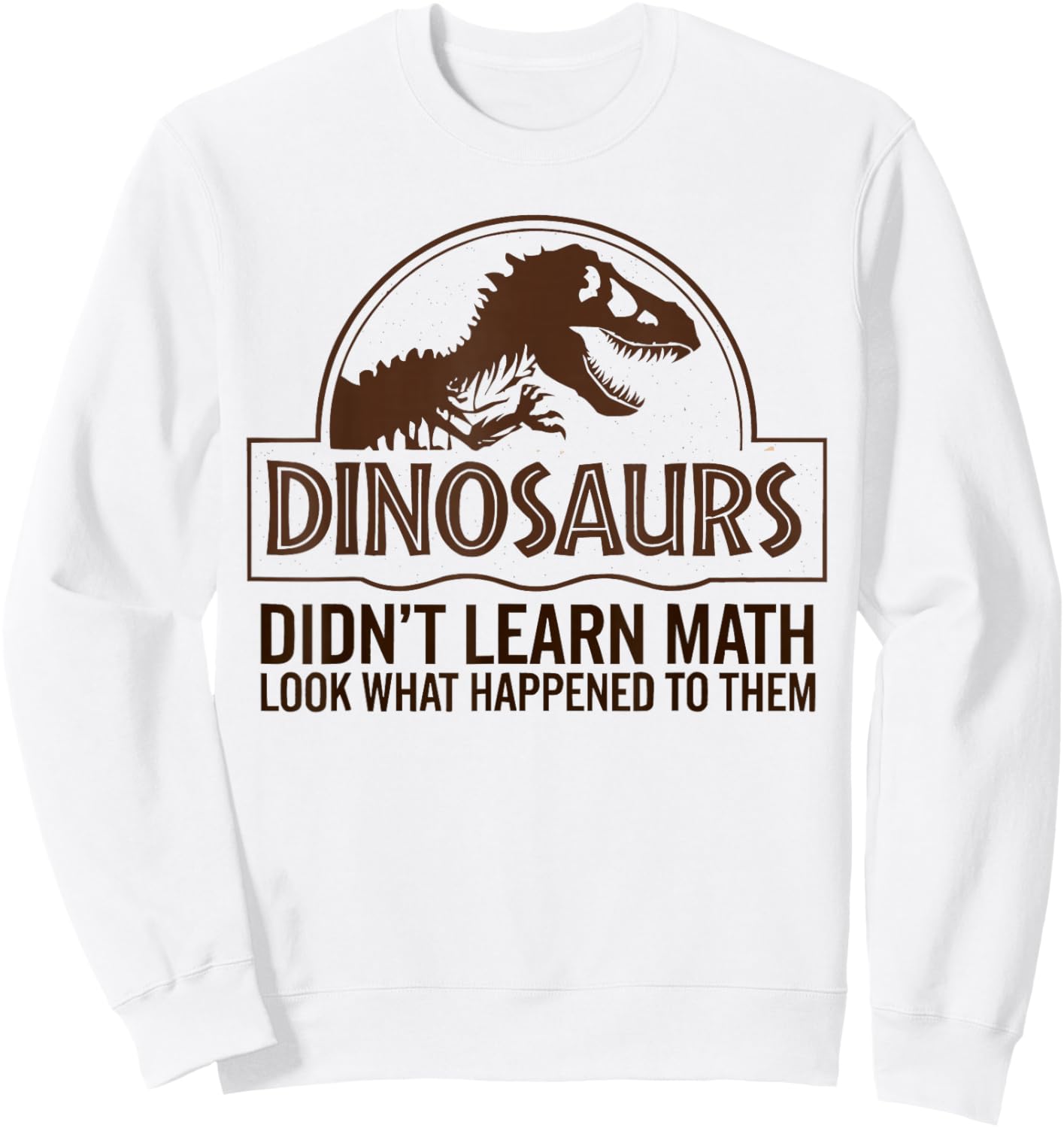 Funny Mathematics Math Teacher, Dinosaurs Didn't Learn Math Sweatshirt - Sweatshirt | White