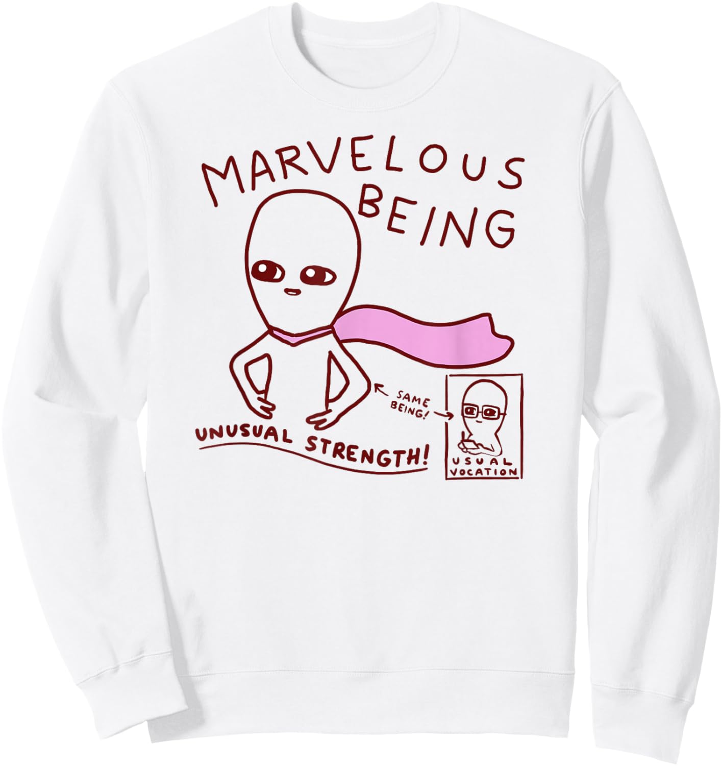 Threadless Nathan W. Pyle Strange Planet Marvelous Graphic Sweatshirt - Sweatshirt | White