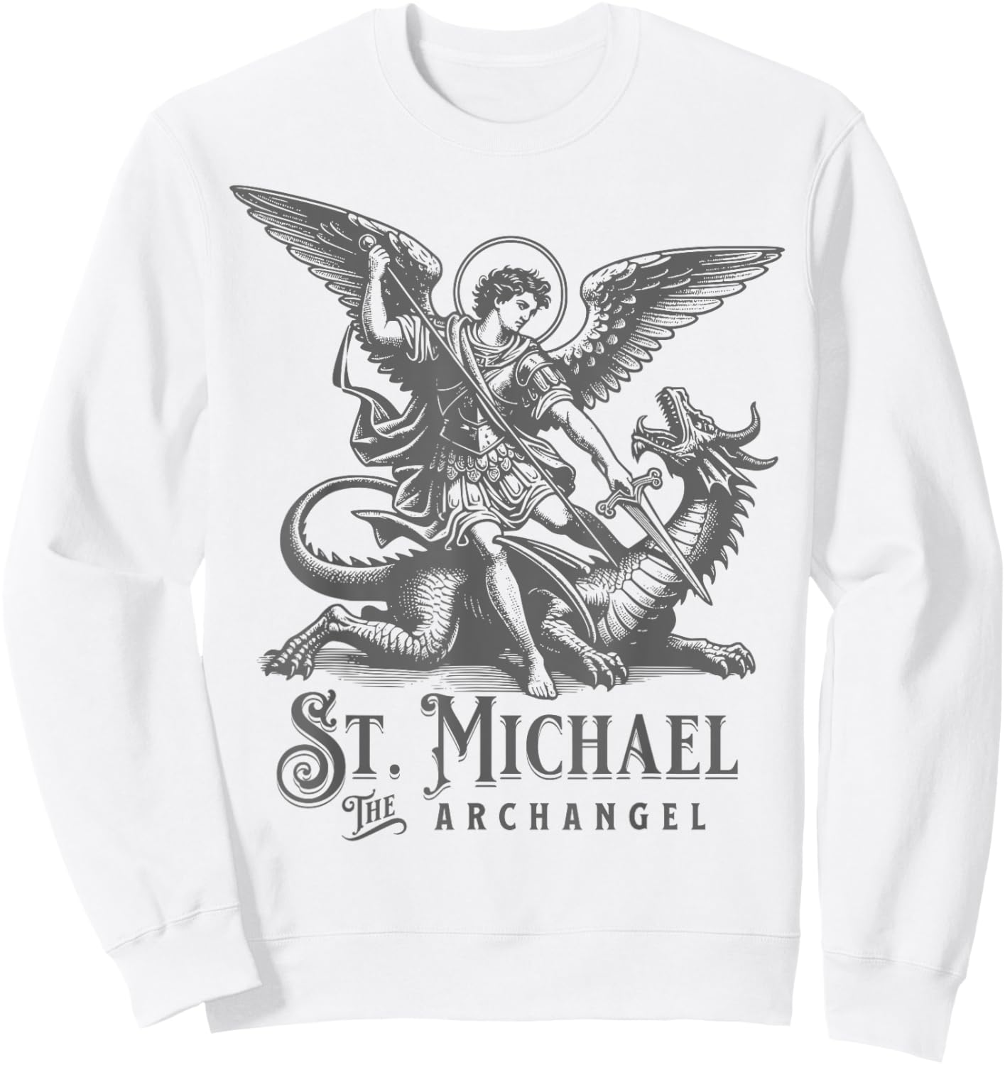 St Michael the Archangel Catholic Christian Saint Sweatshirt - Sweatshirt | White