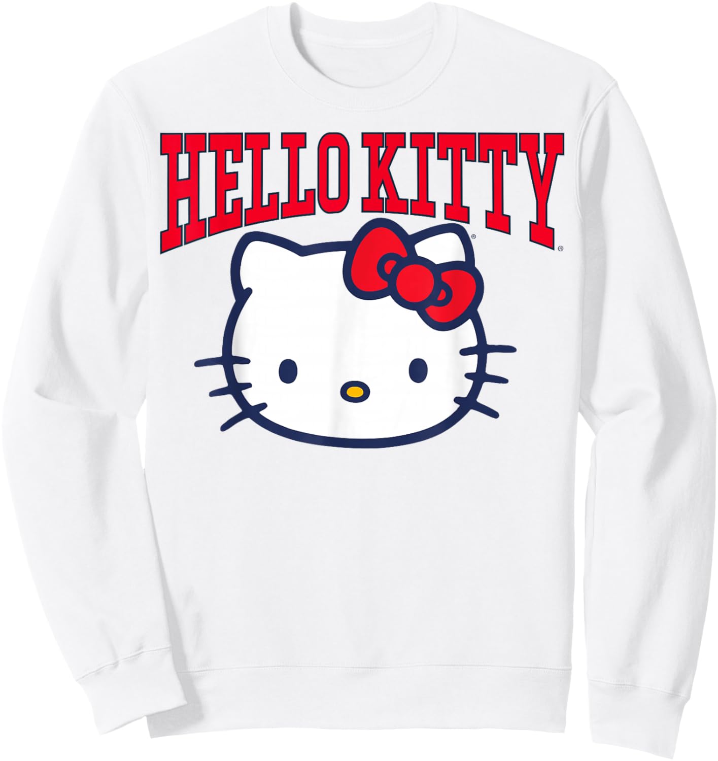 Hello Kitty Varsity Style Big Face Logo Sweatshirt - Sweatshirt | White