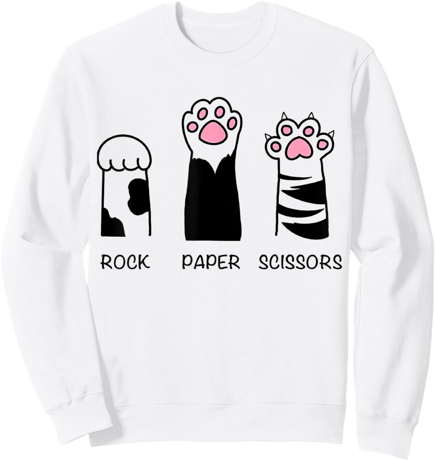 Rock Paper Scissors Cat Paws Cute Kitten Lover Cat Sweatshirt - Sweatshirt | White