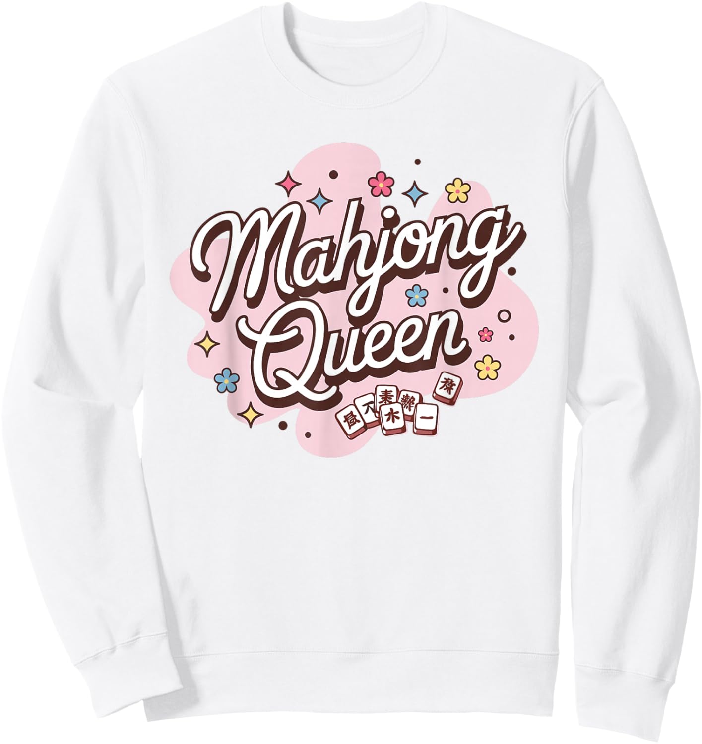 Mahjong Queen Retro Vintage Mah Jongg Player Sweatshirt - Sweatshirt | White