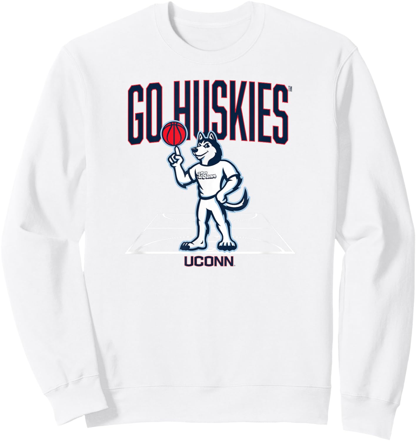 UConn Basketball: Mascot Court Sweatshirt - Sweatshirt | White