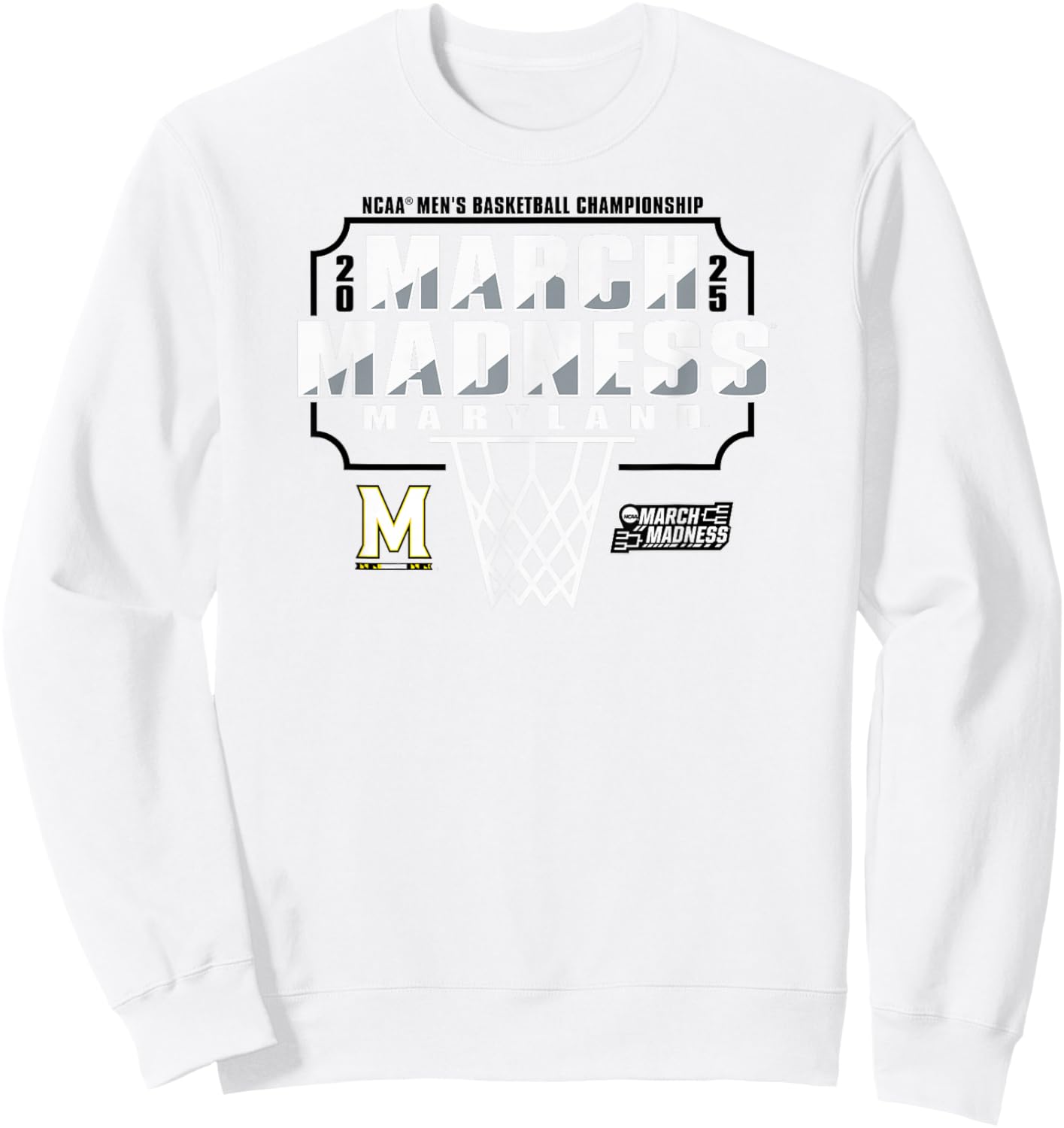 Maryland Terrapins March Madness 2025 Basketball Red Sweatshirt - Sweatshirt | White