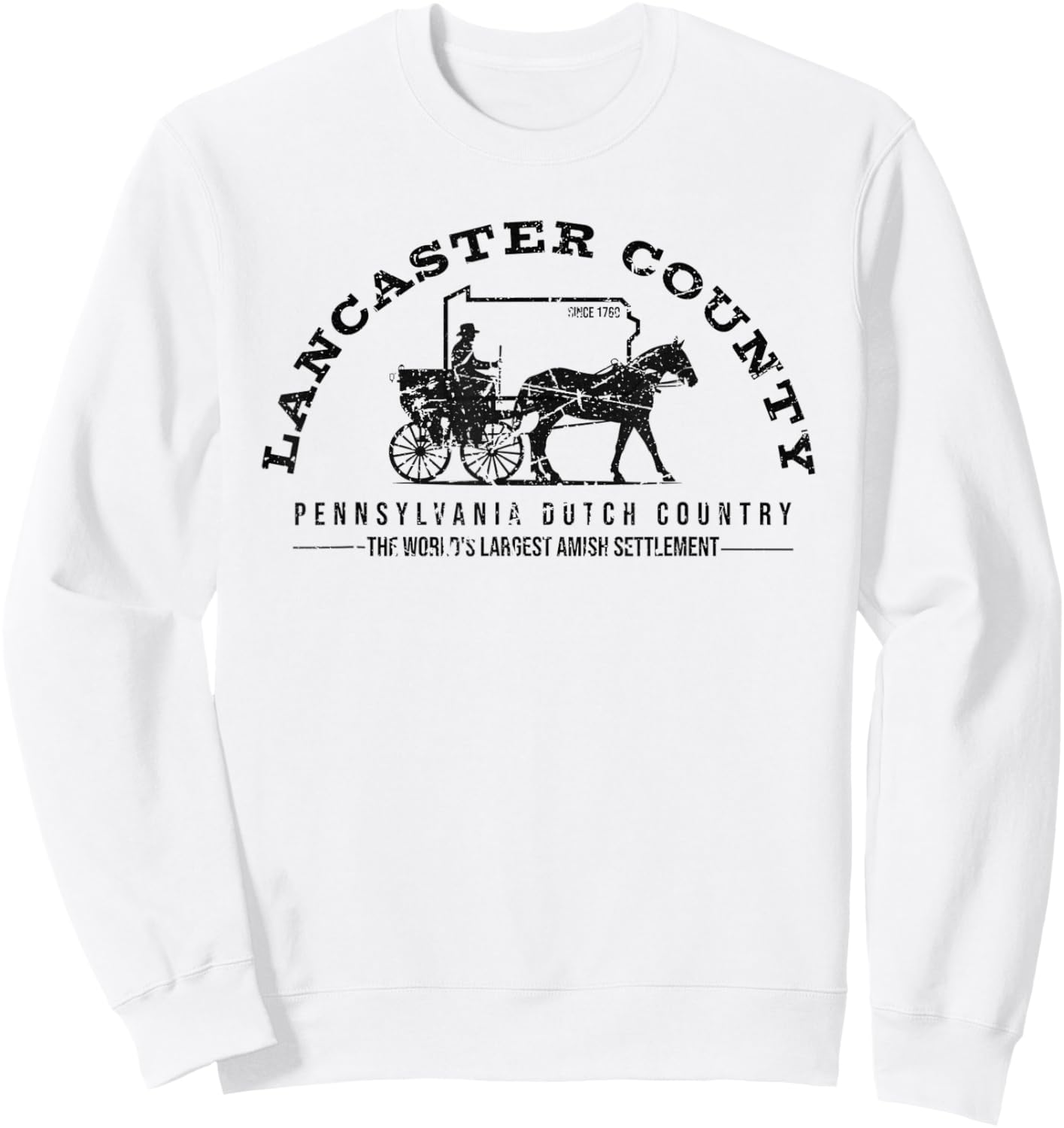 Honor the Amish & Apparel -Amish Themed Retro Vintage Grey - Small Sweatshirt - Sweatshirt | White
