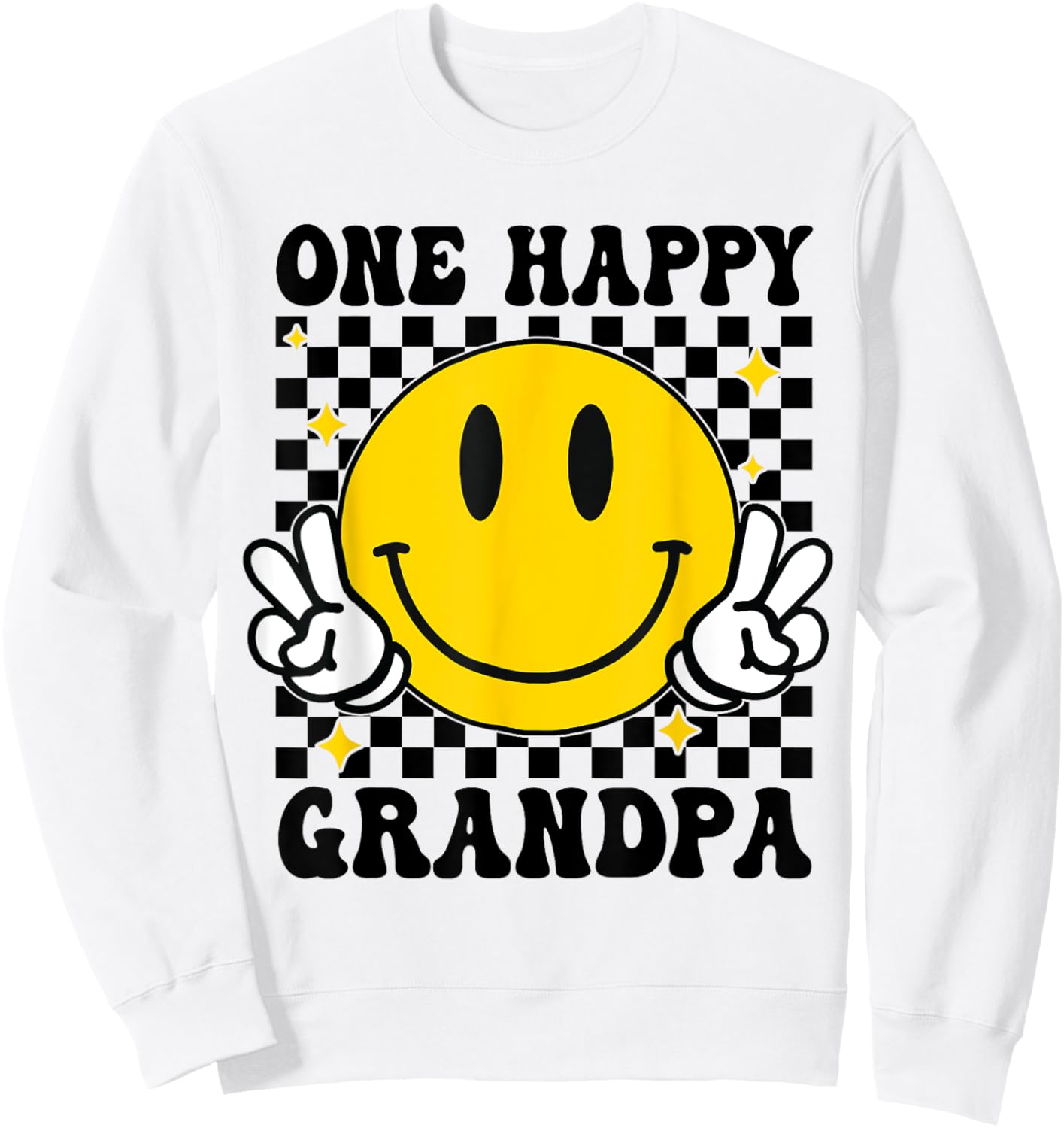 One Happy Dude Grandpa happy face 1st Birthday Family Sweatshirt - Sweatshirt | White