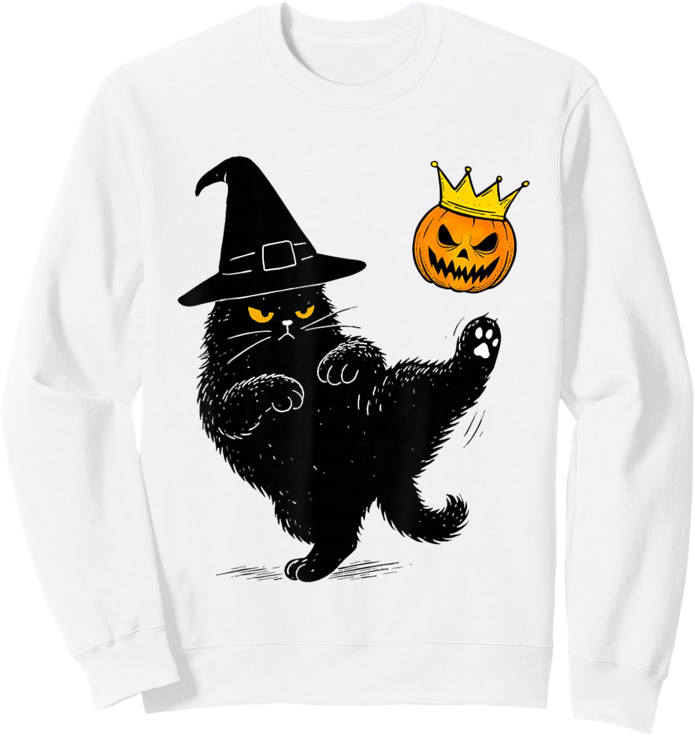 No Kings Halloween Cat Sweatshirt - Sweatshirt | White