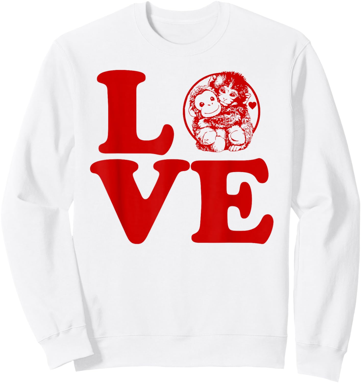 Love Heart Punch Monkey with Plush Orangutan Team Punch Sweatshirt - Sweatshirt | White