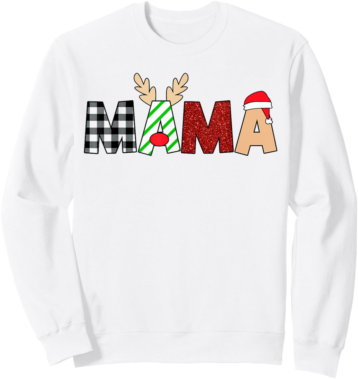 Mama Santa Christmas Family Matching Pajamas Mama Xmas Sweatshirt - Sweatshirt | White