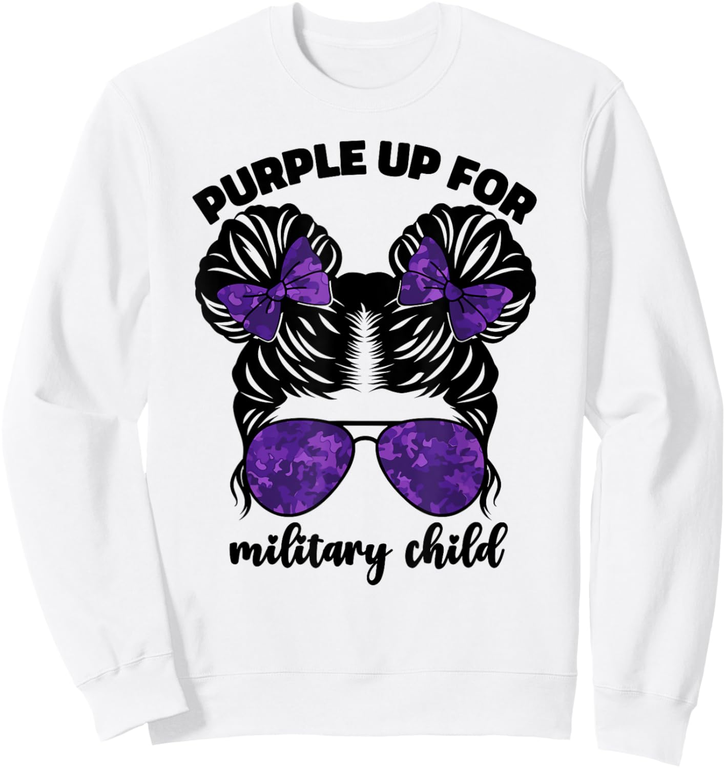 Purple Up For Military Kids Girls Month Of Military Child Sweatshirt - Sweatshirt | White