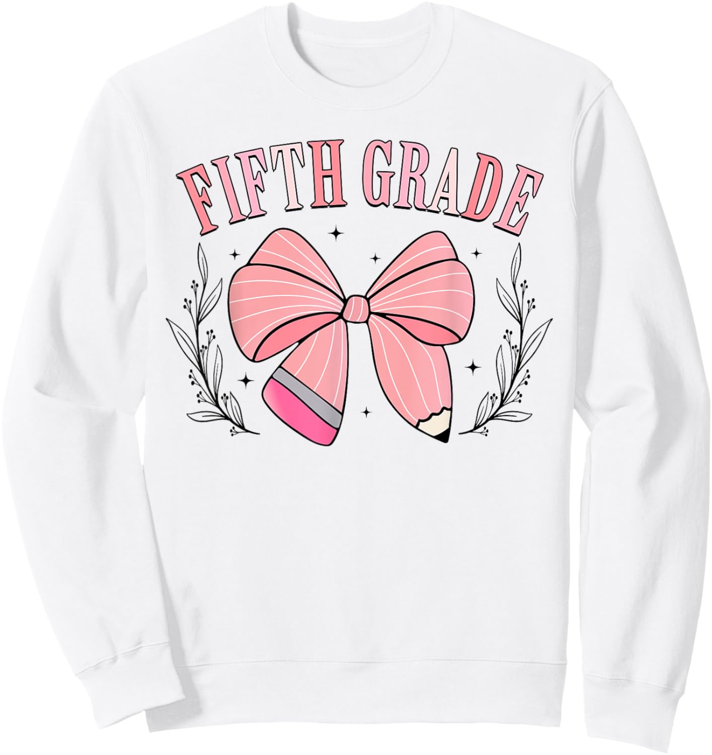 5th Grade Teacher Pencil Coquette Bow Back To School Teacher Women Girls Kids Sweatshirt - Sweatshirt | White